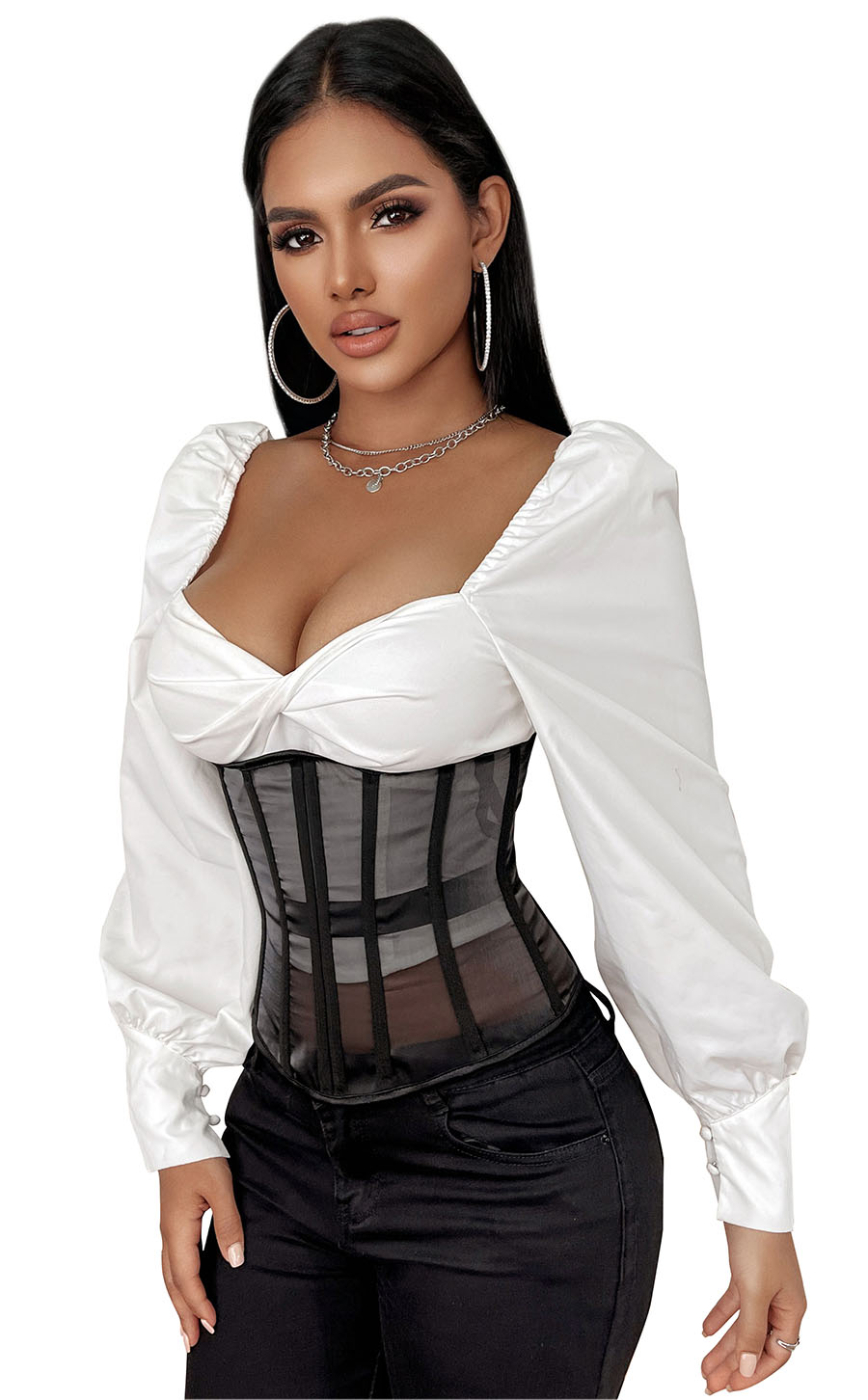 Black Mesh Underbust Corset