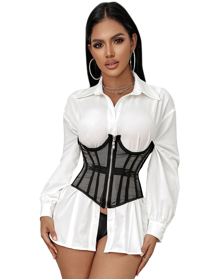 Underwire Cups Mesh Corset