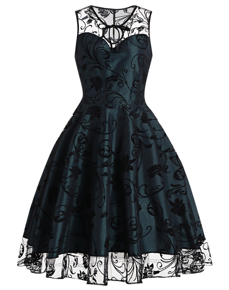 Illusion Lace Prom Dress Green