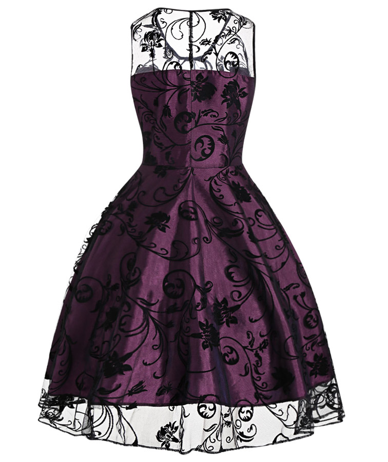 Illusion Lace Prom Dress Purple