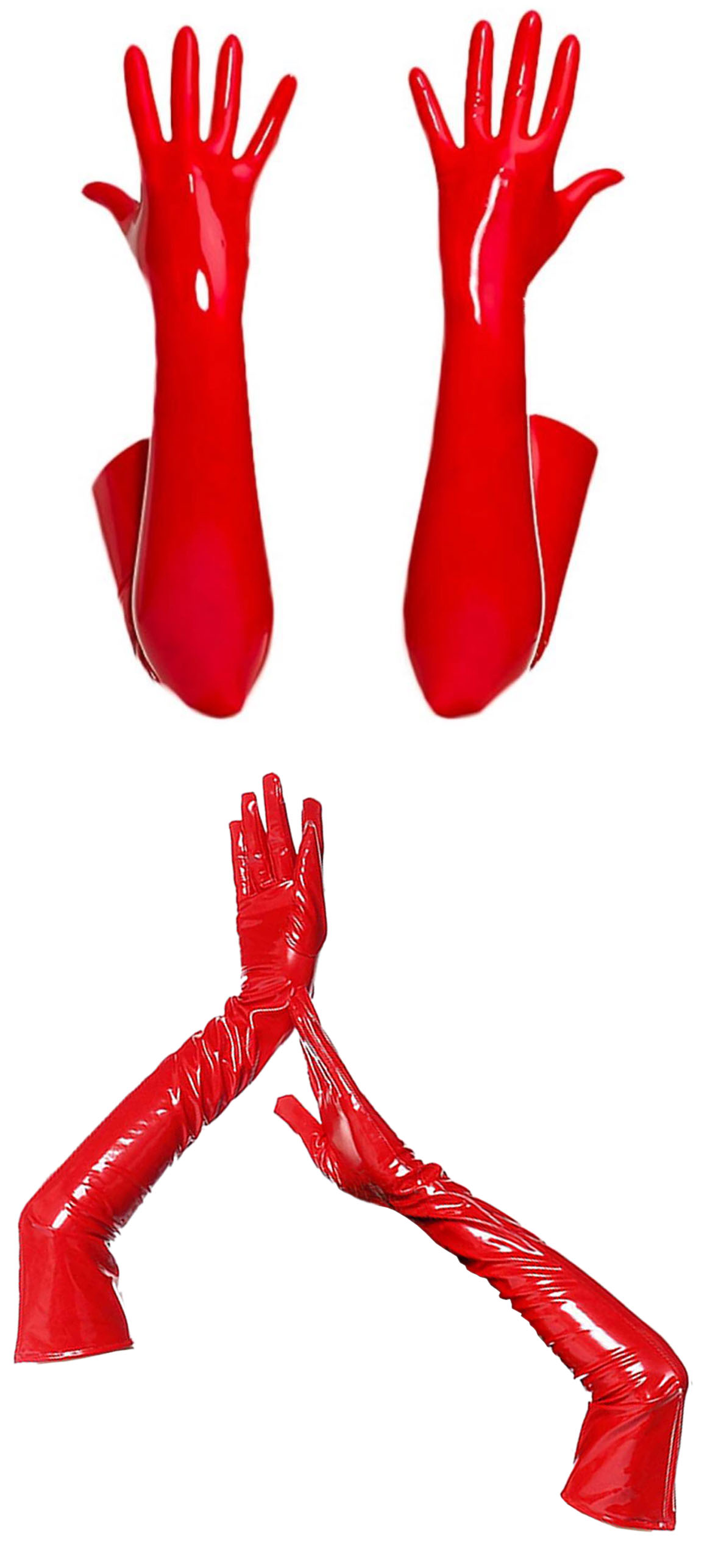 Red Vinyl Long Gloves