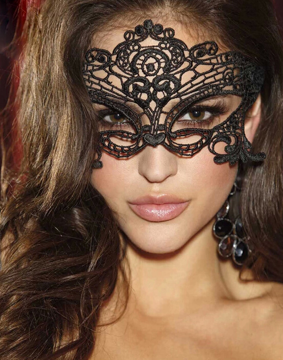 Embroidered Venice Masquerade Mask Black