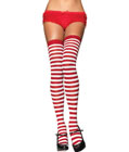 Striped Thigh Highs Red