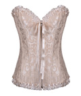 Gothic Brocade Corset Ivory With Zipper Front
