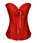 Gothic Brocade Corset Red With Zipper Front
