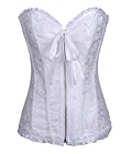 Gothic Brocade Corset White With Zipper Front