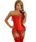 Fringes Sequined Strapless Corset Red