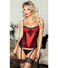Lace and Stretch Satin Bustier Red