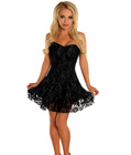 Lace Overlay Corset Dress Black