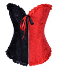 Gothic Brocade Corset Black/Red With Zipper Front