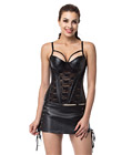Leather With Lace Panel Corset Dress