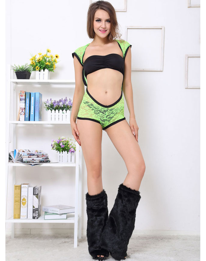 Hooded Lace Teddy Green with Foot Covers