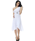 One Shoulder Buckle Gown White