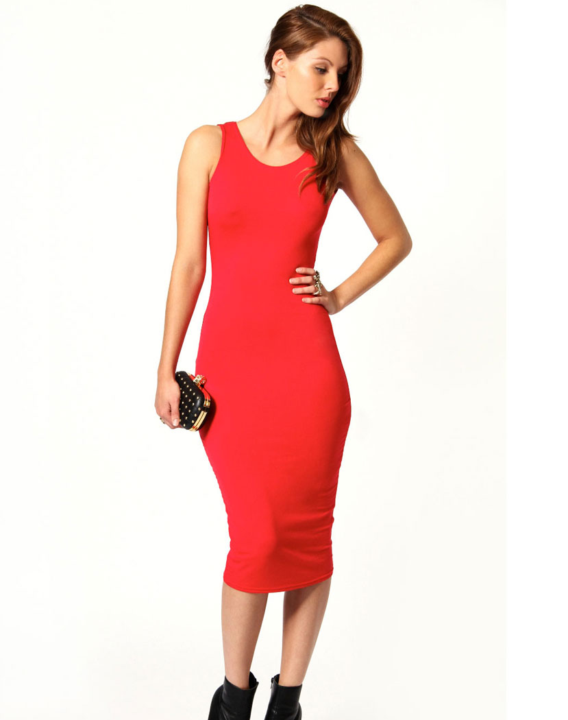 Elegant Slim Backless Dress Red