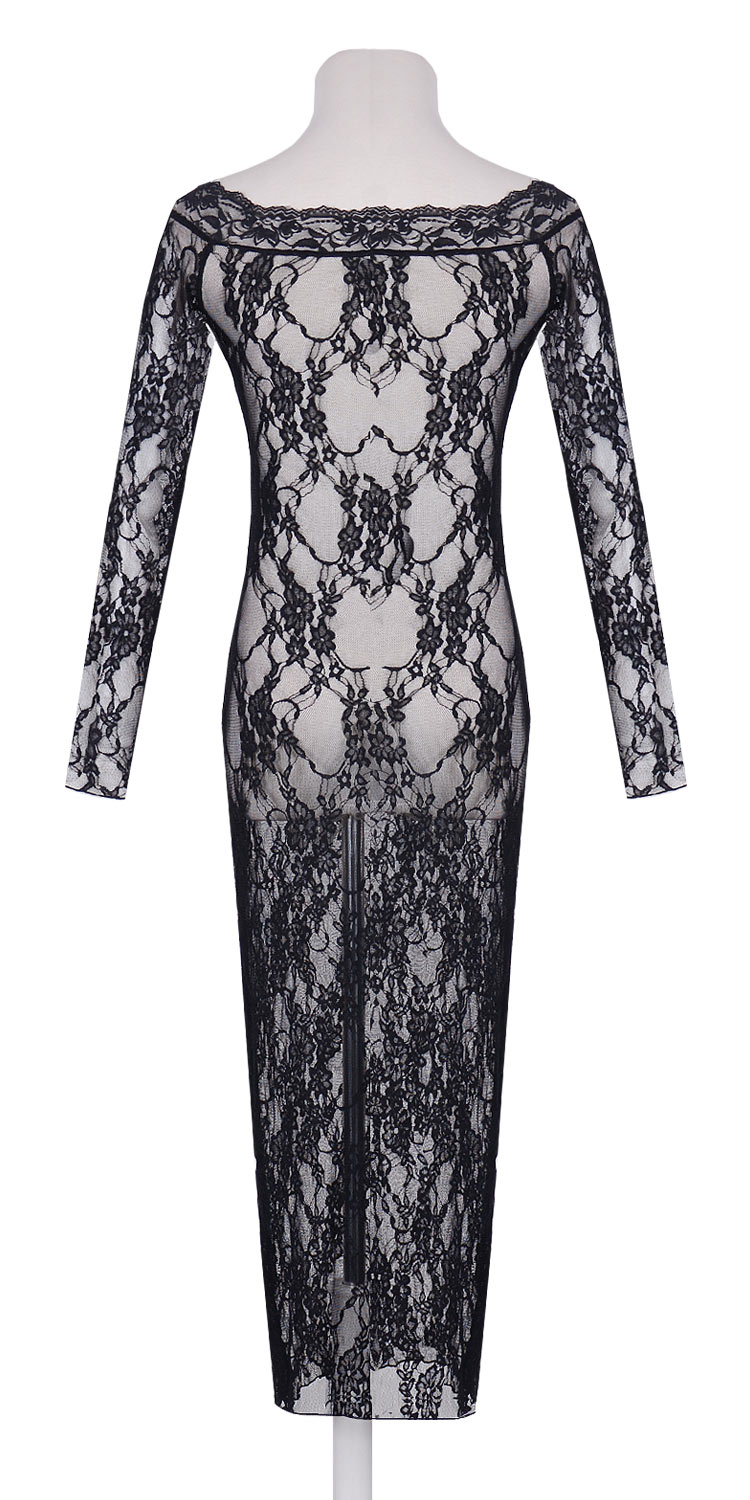 black lace lingerie gown