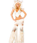 White Fringe Indian Top And Skirt