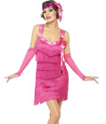 Ladies Pink Fringed Flapper Costume