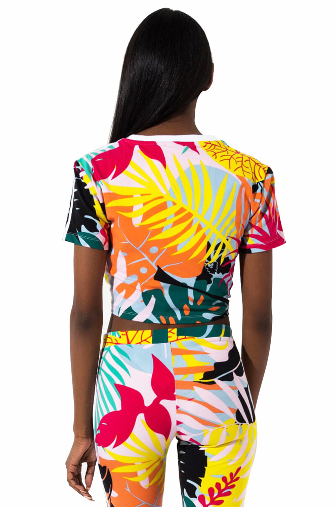 Colorful Print Crop Top Jumpsuit