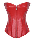Leather Zipper Front Corset Red
