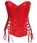 Red Lace-Up Corset With Zipper Front