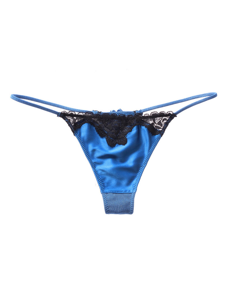 Lace Trimmed G String Blue Wholesale Lingerie Sexy