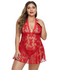 Plus Size Floral Lace Babydoll Red