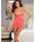Stretch Mesh Garter Slip with Lace Trim Pink