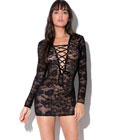 Long Sleeves Lace Up Front Babydoll