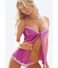 Lace Trimmed Open Front Babydoll