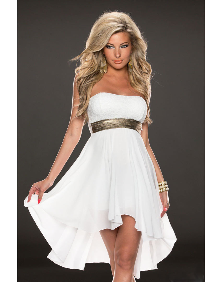 Fashoin Chiffon Tube Dress White