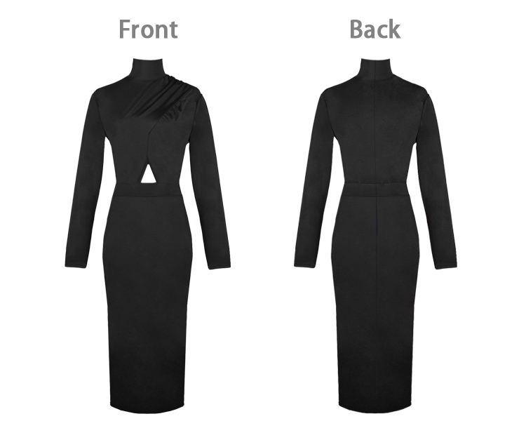 Celebrity Long Sleeve Bodycon Dress Black