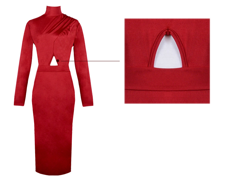 Celebrity Long Sleeve Bodycon Dress Red