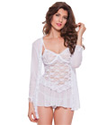 Lace Chemise and Robe White