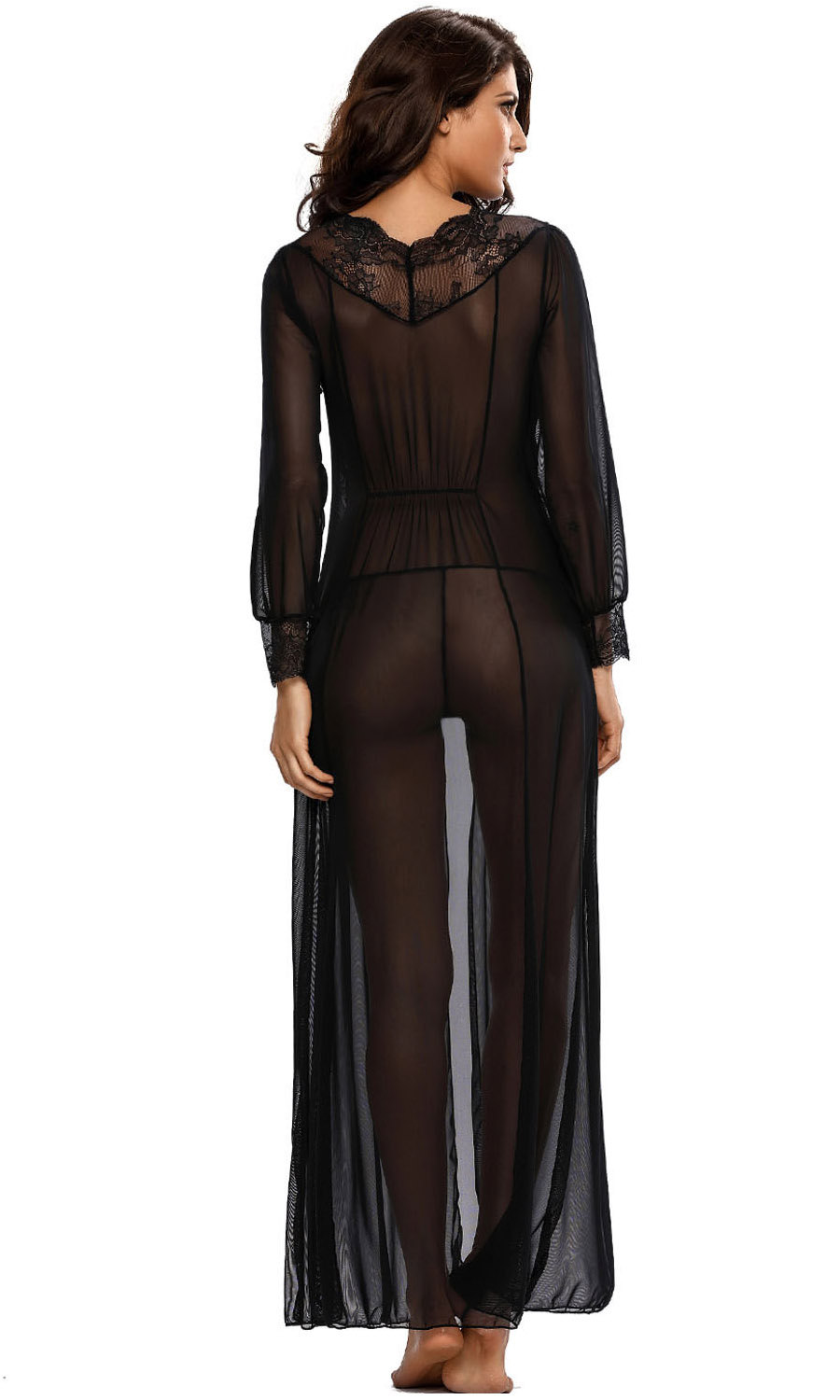 Long Lace and Mesh Robe