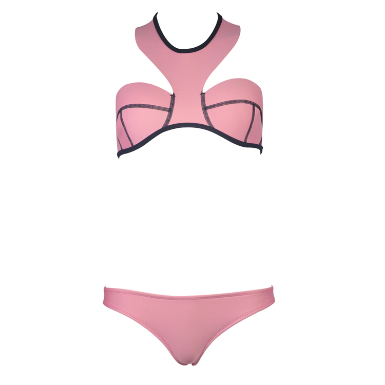 Choker Neoprene Bikini Set Pink - Wholesale Lingerie,Sexy Lingerie ...