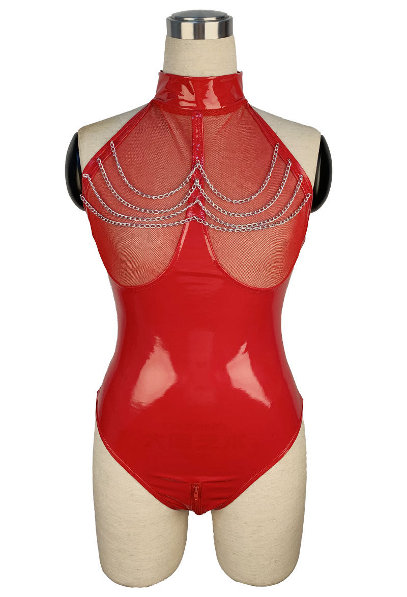Wetlook Faux Leather Teddy Red