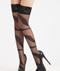 Strip Thigh High With Silicone Lace Top Black