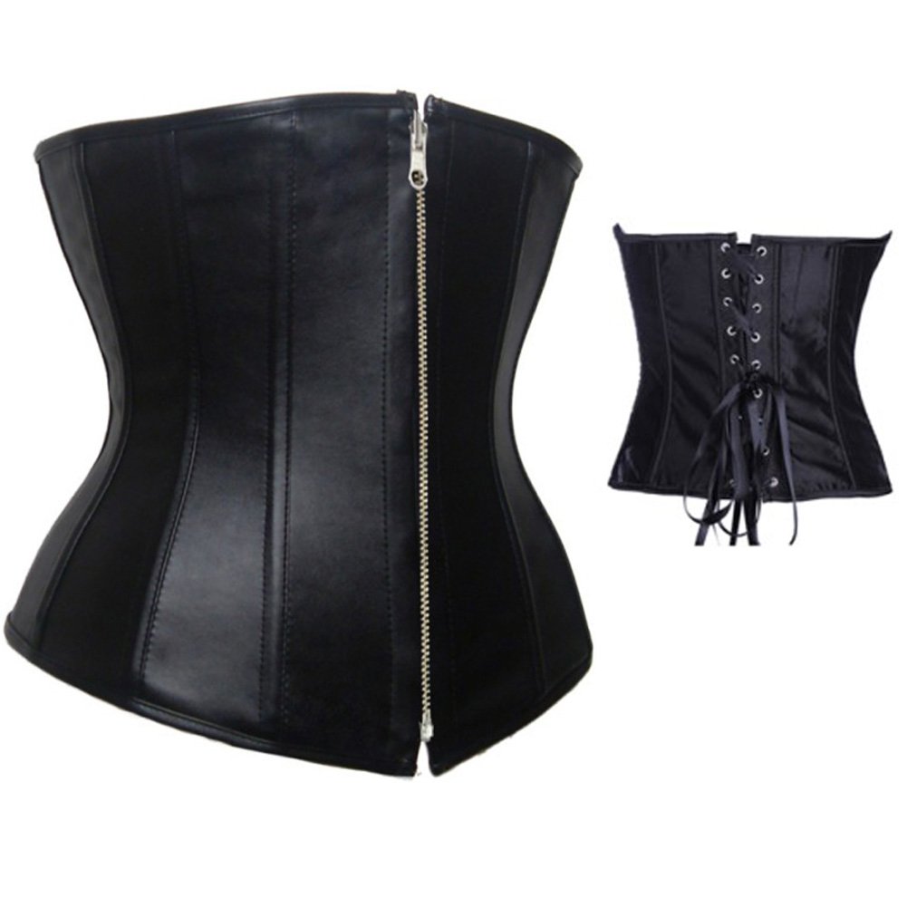 Leather Underbust Corset Zipper Wholesale Lingerie,Sexy Lingerie